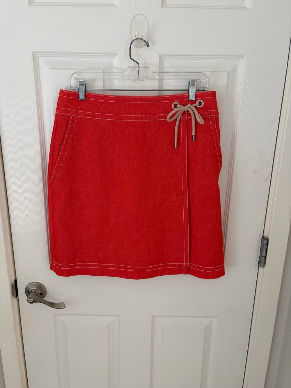 Ann Taylor Coral Skirt with Contrast Drawstring